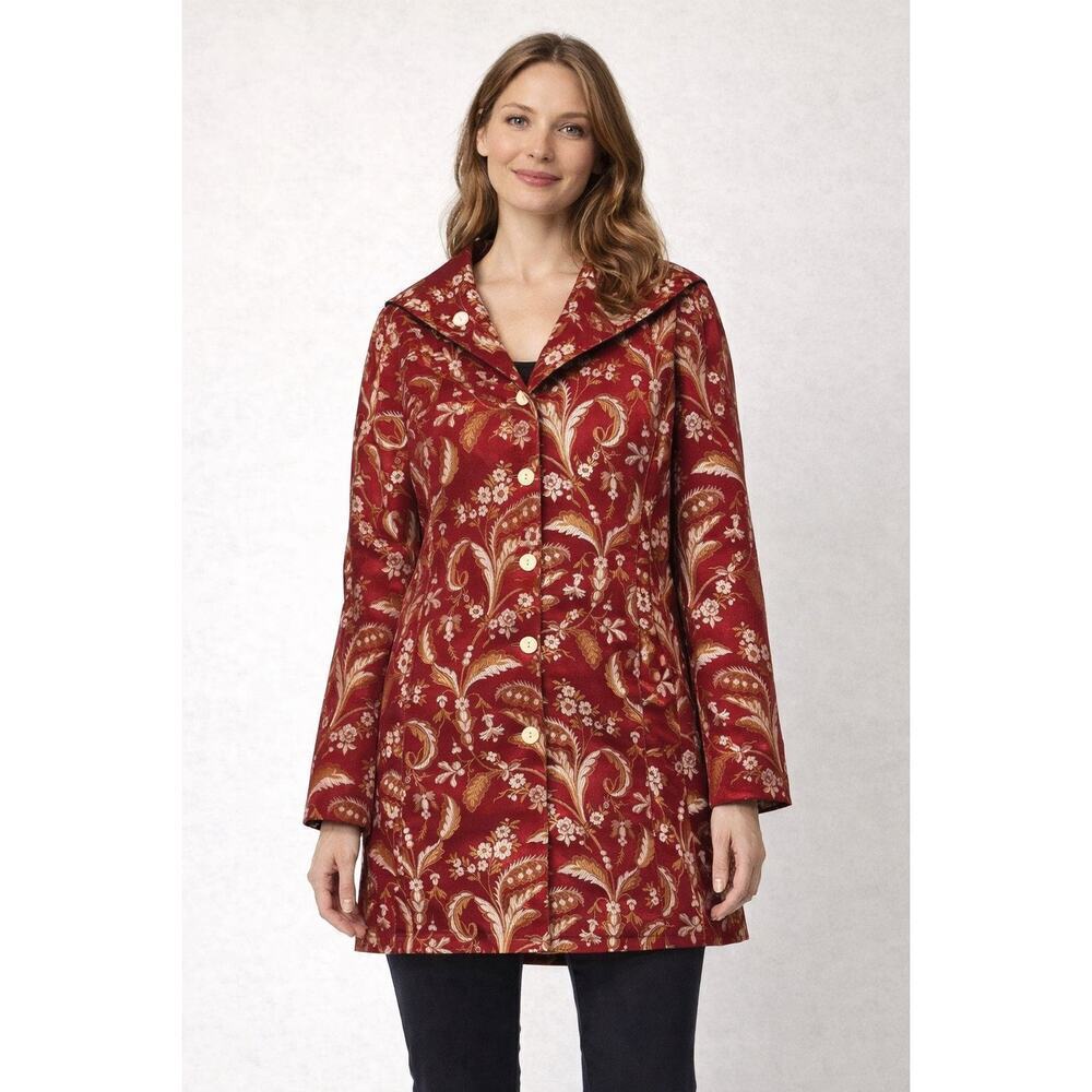 Vintage McClintok Collections Made In USA Floral Jacquard Coat Size 6 Maximalist